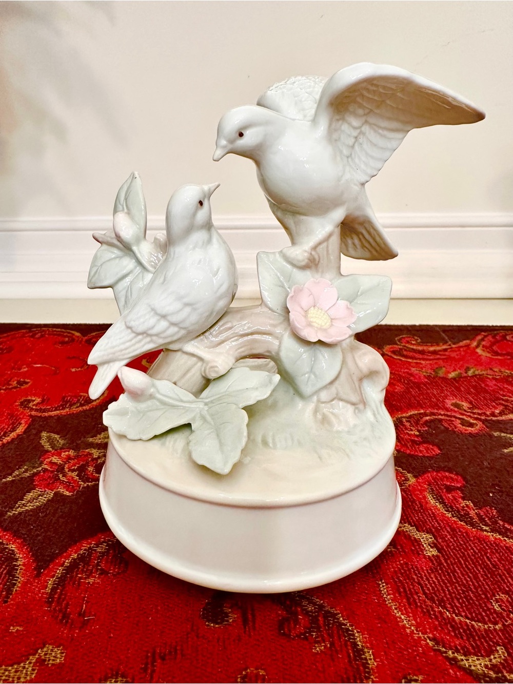 Elegant Vintage Ceramic Love Birds Musical Collectible "Edelweiss"